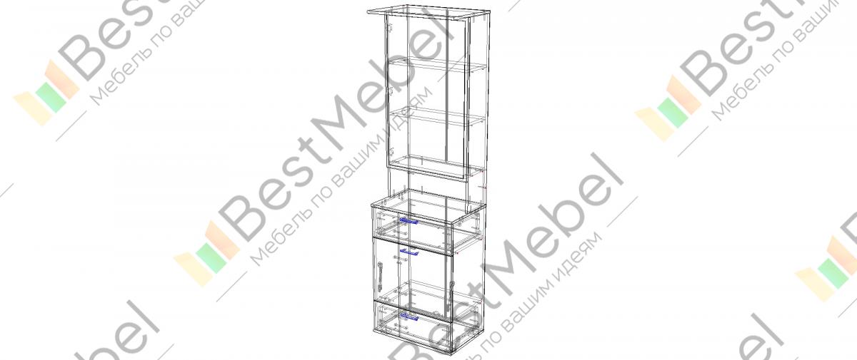 Чертеж тумбы с зеркалом