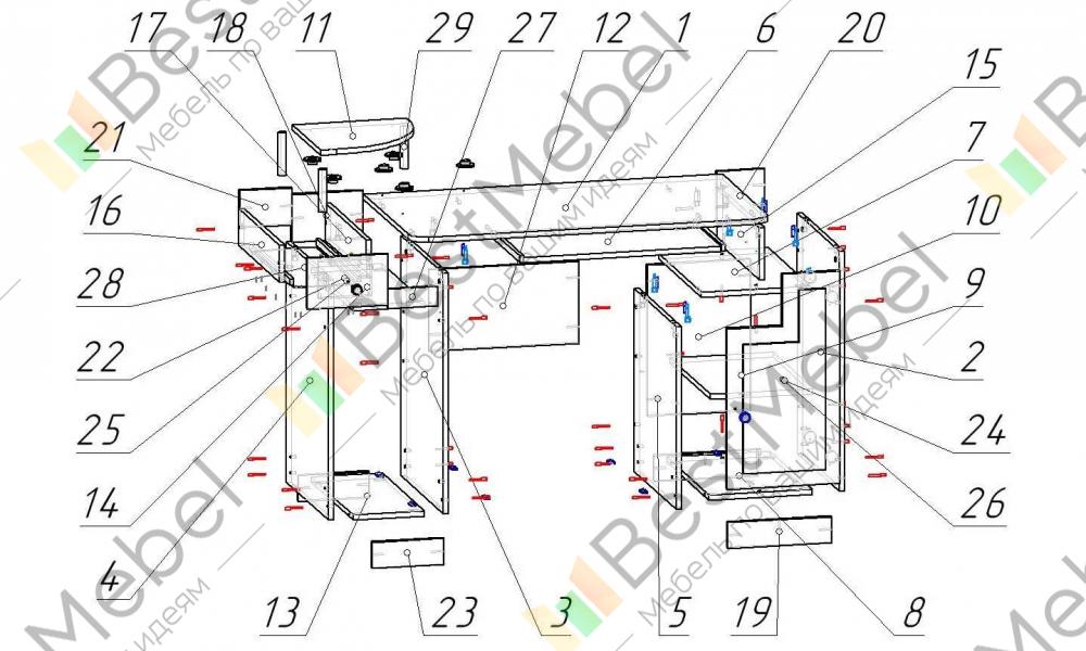 Компьютерный стол ск 17 схема сборки