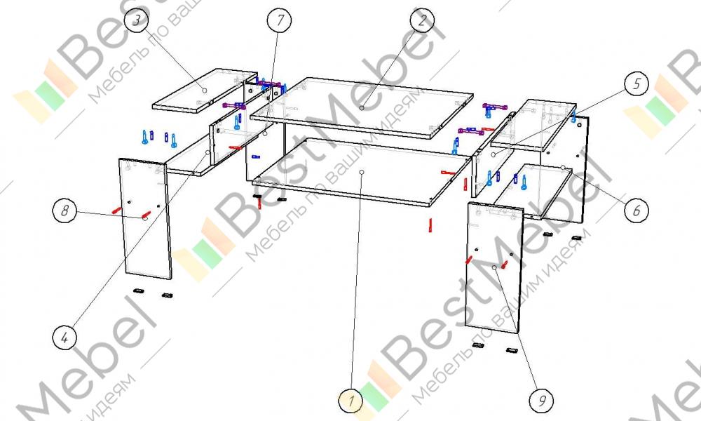 Схема сборки стола престиж