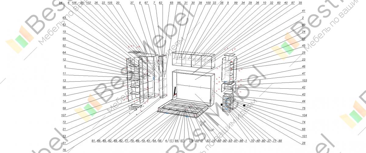 Схема сборки кровать шкаф трансформер