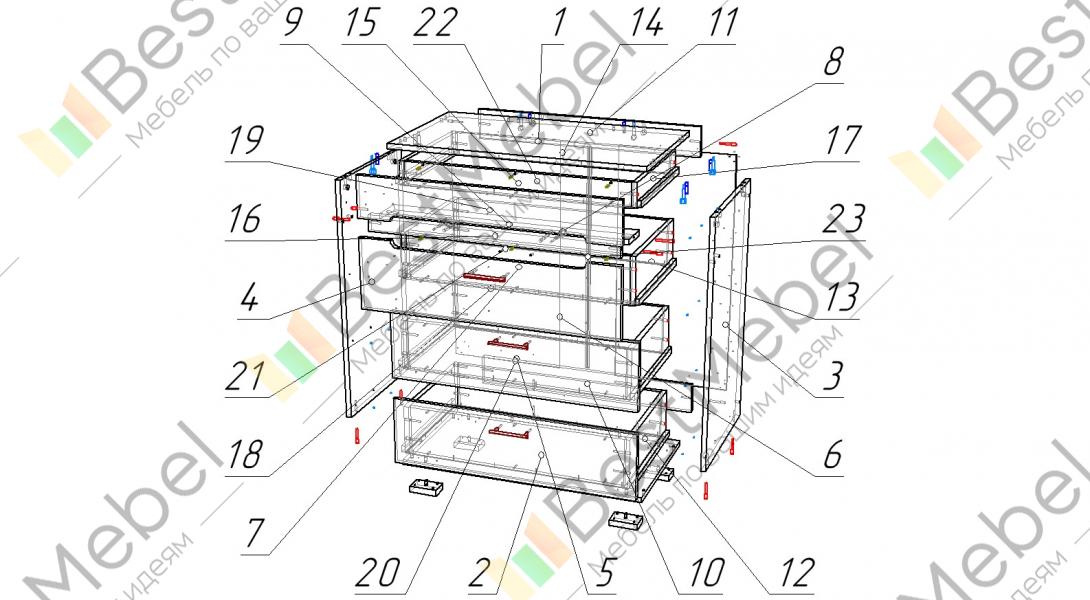 Комод ящиков схема сборки