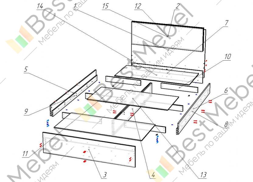 Схема сборки кровати амелия