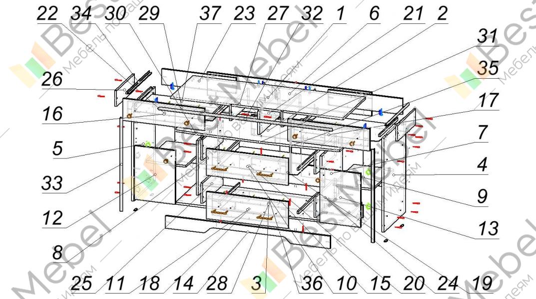 Схема сборки комода стенворд